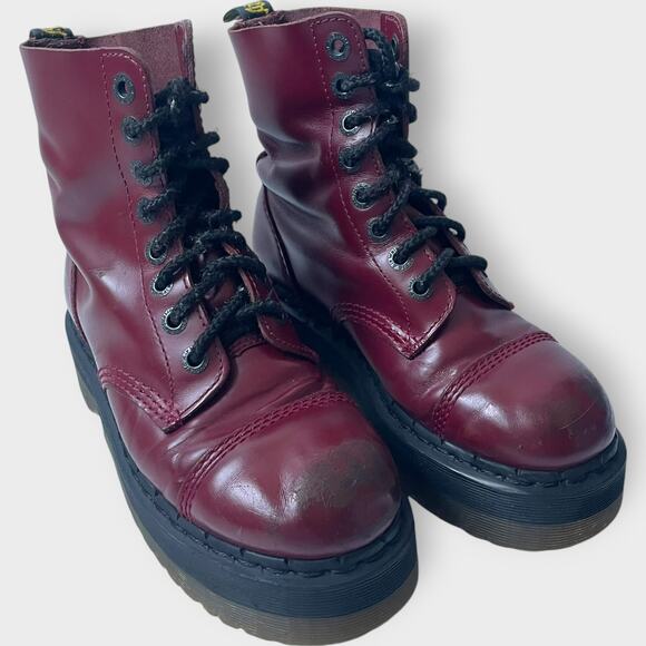 Dr. Martens Crazy Bomb Platform Boot Red Leather Cap Toe US Size 6 UK Size 4 - Picture 2 of 13